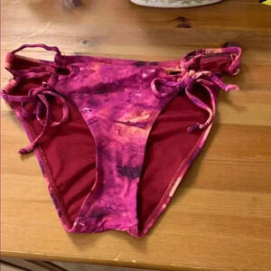 NWT La Vie en Rose Vibrant Pink Tie-Dye Bikini Bottom w Adjustable Ties  Size Sa